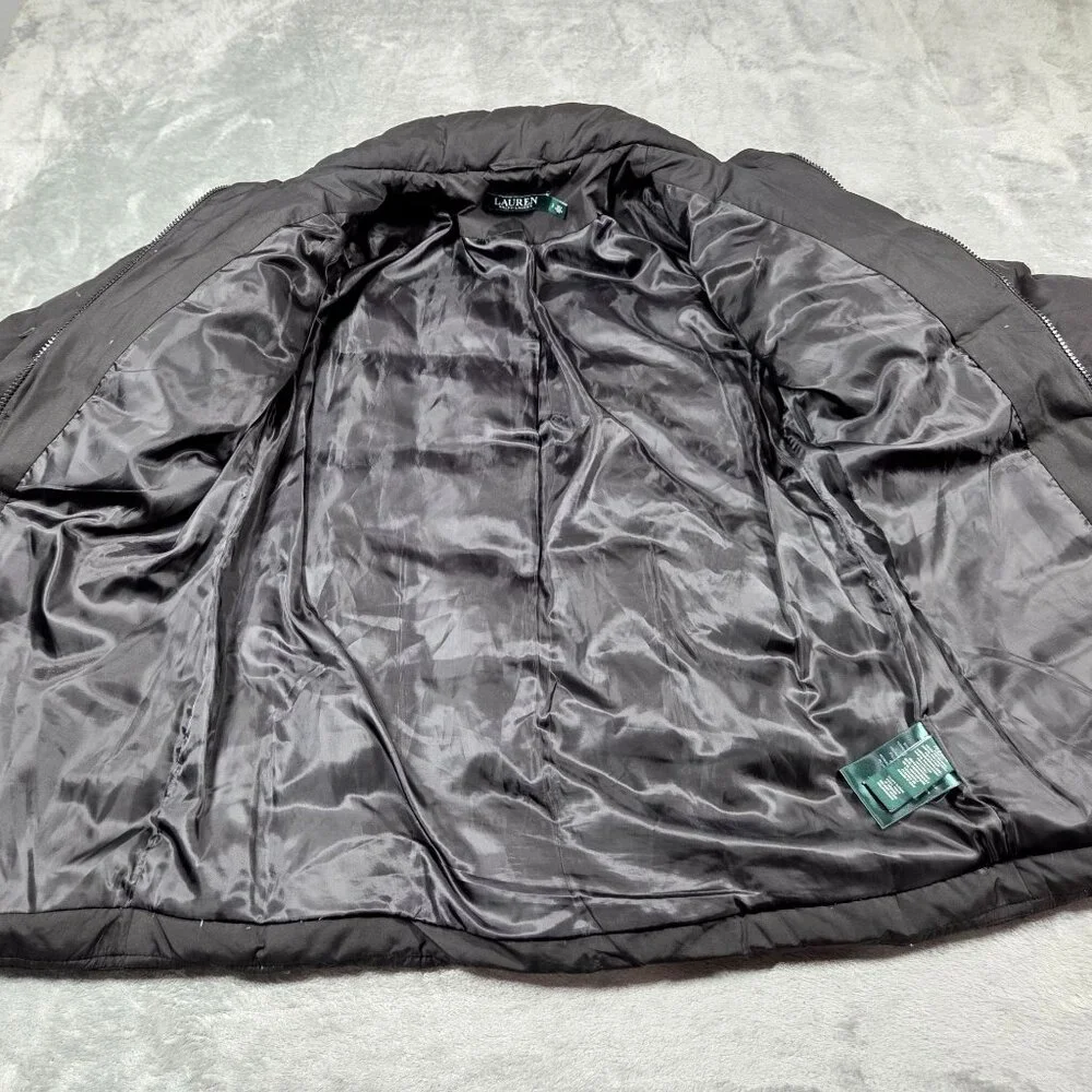Lauren Ralph Lauren Jacket Womens Small Black Down Filled Quilted Puffer Coat